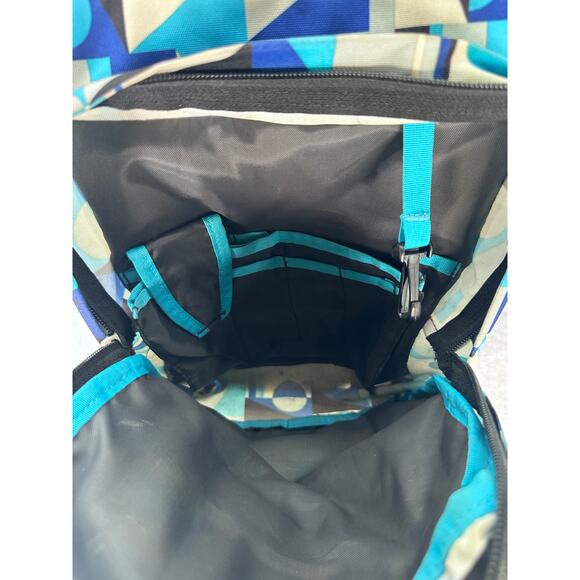 Jansport Blue Geometric Bug Student Backpack Compartments School Travel Bookbag - Picture 3 of 11